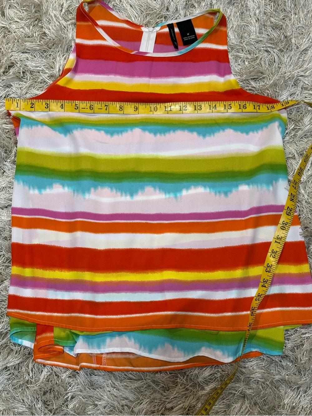 Rainbow Striped Sleeveless Tank Top | Flowy Summer Blouse | Medium - Picture 13 of 13